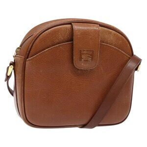 Authentic Burberrys Shoulder Bag Leather Brown Gold